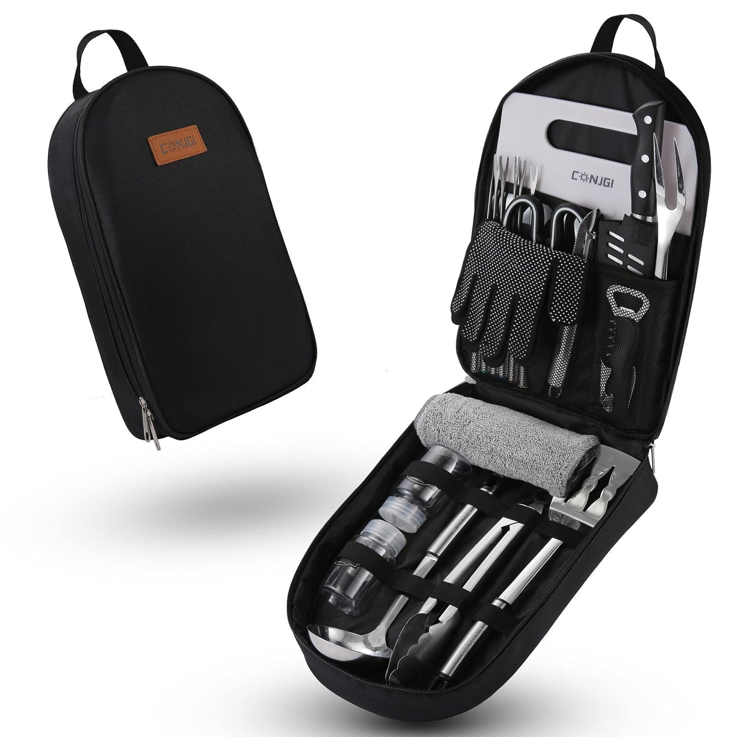 Portable Camping Cooking Utensils Set Bag Suitable for Fork, Spoon, Chopping Board, Chef's Knife,Kitchenware Storage