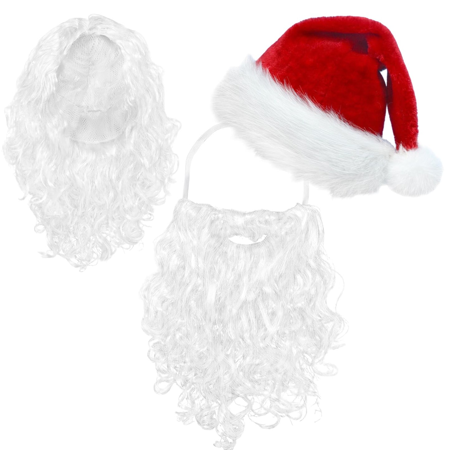 ROSAUI Santa Hats Beard and Wig Christmas Decorations Premium Adult Santa Claus Costume Set for Festive Celebrations | Complete Look for Merry Christmas