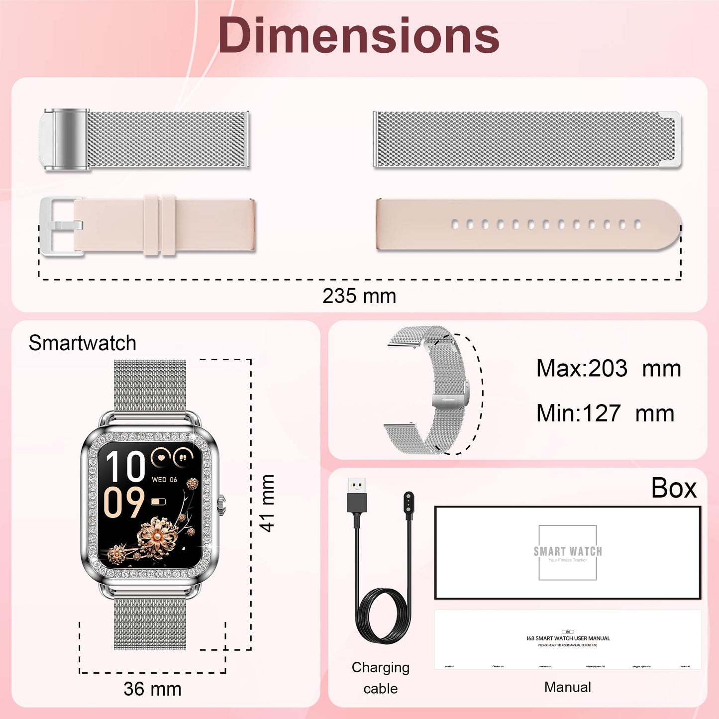 Smart Watch, Colesma 1.59" HD Smart Watches for Women, Answer/Make Call Fitness Tracker Watch for Android iPhone, Sleep/Heart Rate/SpO2/Blood Pressure Monitor, 180+ Dials, Waterproof Watches for Women