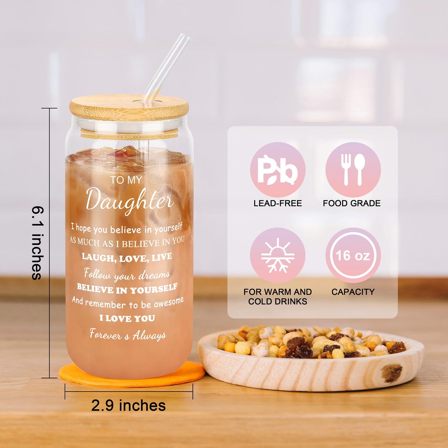 Daughter Birthday Gifts from Mom, Mothers Day Christmas Birthday Gifts for Daughter Basket Set of 6