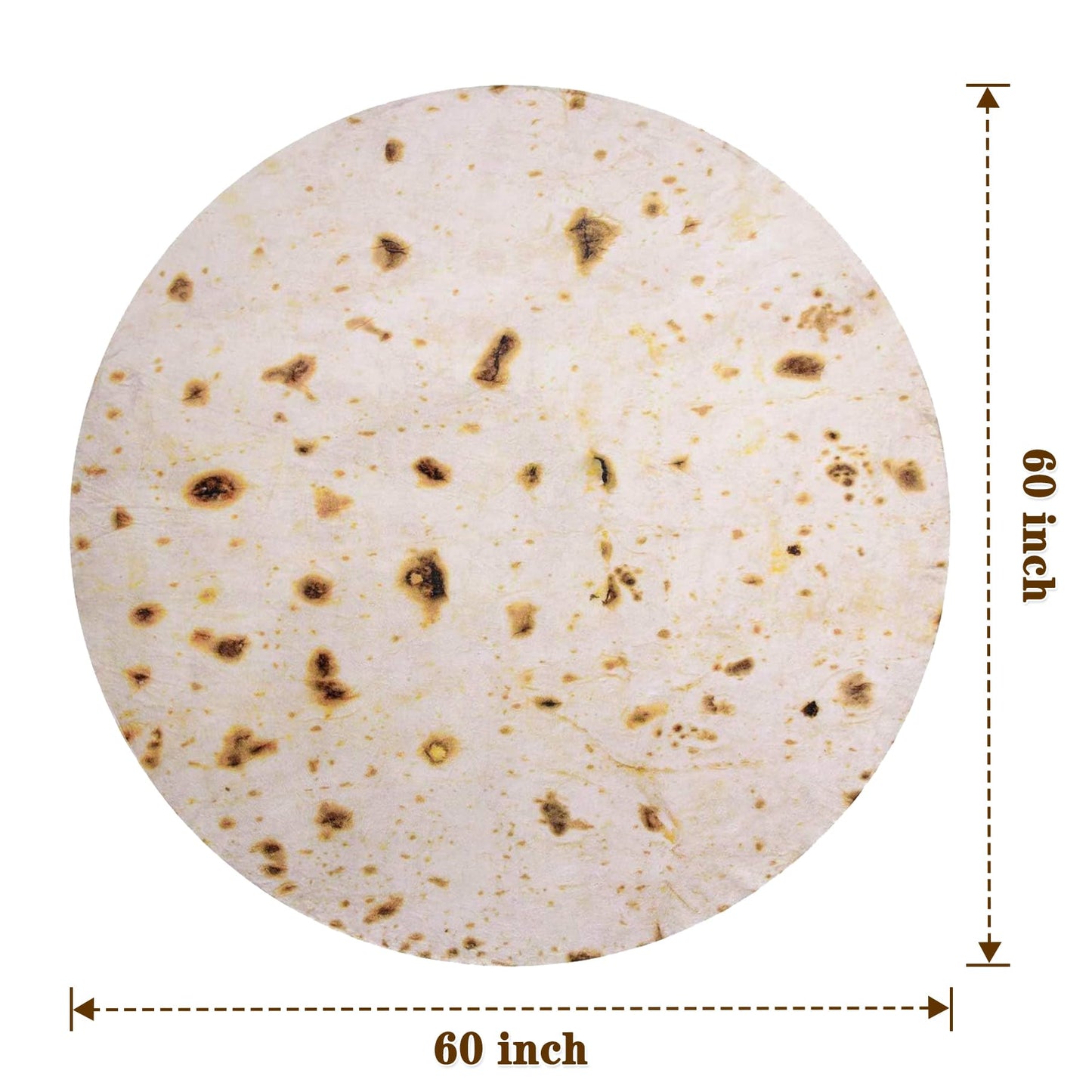 mermaker Burritos Tortilla Throw Blanket 2.0 Double Sided 60 inches for Adult and Kids, Giant Funny Realistic Food Blanket, 285 GSM Novelty Soft Flannel Taco Blanket (Yellow-Double Sided)