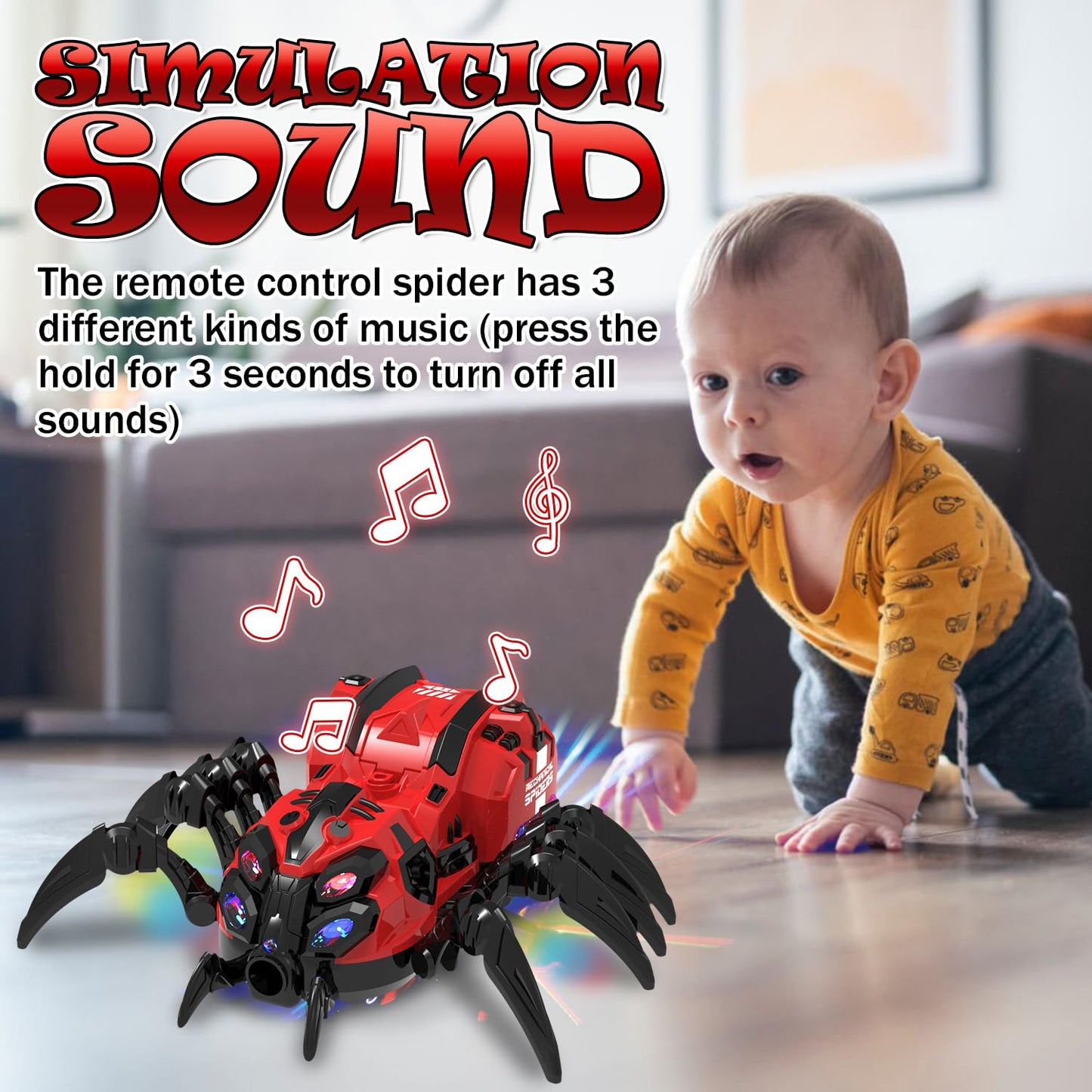 Remote Control Spider Toy, Robot Spider with 2.4 GHz Remote Controller, RC Spider Stunt Robot with Spray/Lights/Music, Realistic Spider Gift for Boys Girls, Halloween, Christmas, Toys for Party Prank