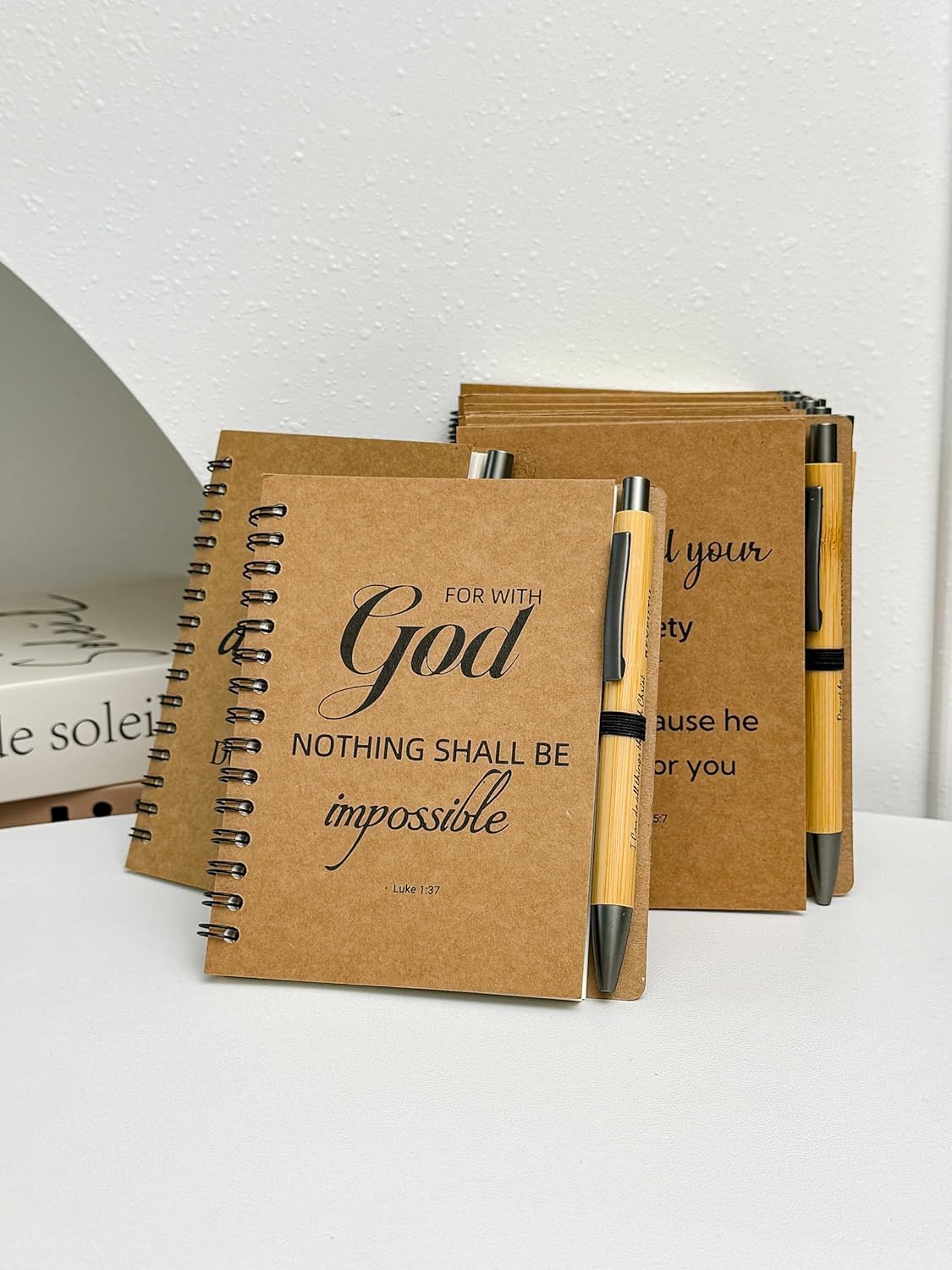 60pcs/30sets Bulk Christian Gift Spiral Notebooks with Bible Bamboo Pen Prayer Journal for School Office Believers Staff Inspirational Diary Mini Notepad Mother's Day Gift Inspirational Thank You Set