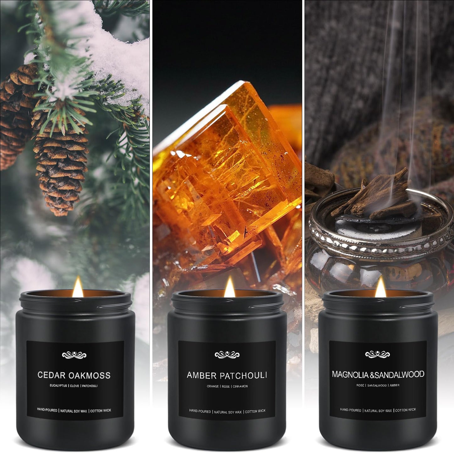 6 Pack Candles for Home Scented Aromatherapy Candles Gifts Set for Men, Men Candle Set, 42 oz 300 Hour Long Lasting Candles, Gifts for Mens, Birthday, Anniversary Present