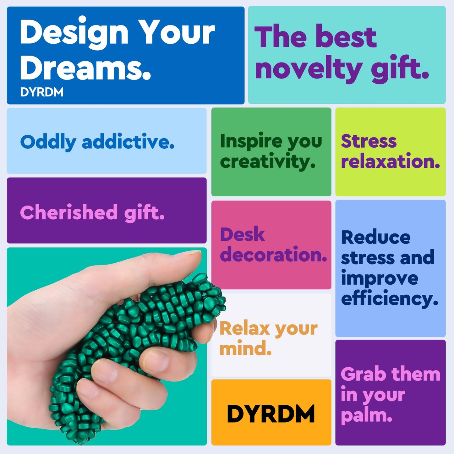 DYRDM 1000+ Original Ferrite Putty Green, Fidget Toy Ferrite Stones for Stress Relief, Sensory Toy for Adults & Teens 14+, Holiday Stocking Stuffer, Ferrite Rocks Fidget Present for Office