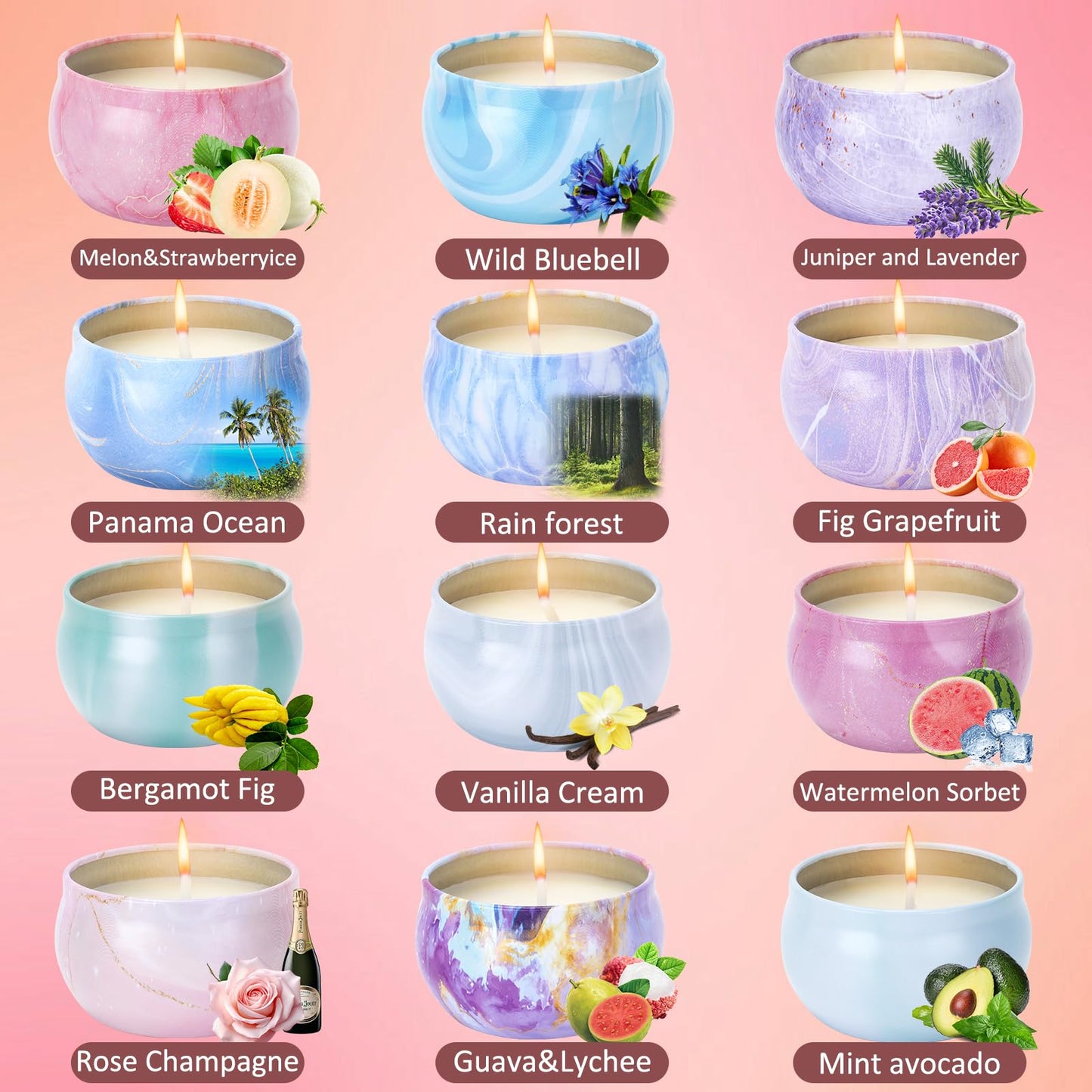 Scented Candles Gift Set,12 Pack Candles for Home Scented, 300 Hour Long Lasting Soy Wax Aromatherapy Candle Set, Birthday Gifts for Women with Gift Box