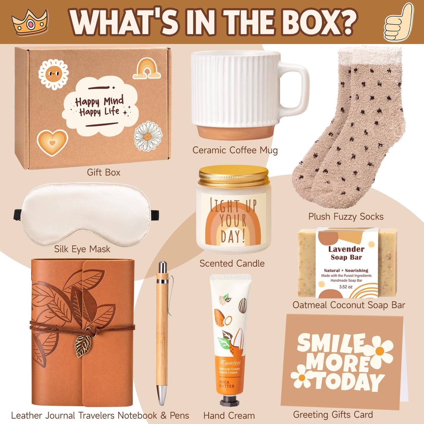 Gift Baskets for Women, 9pcs Unique Happy Birthday Gifts for Women, Thank You Basket Christmas Ideas Box w/ Coffee Mug Her Mom Friend Teacher Coworker, Best Employee Appreciation Gifts