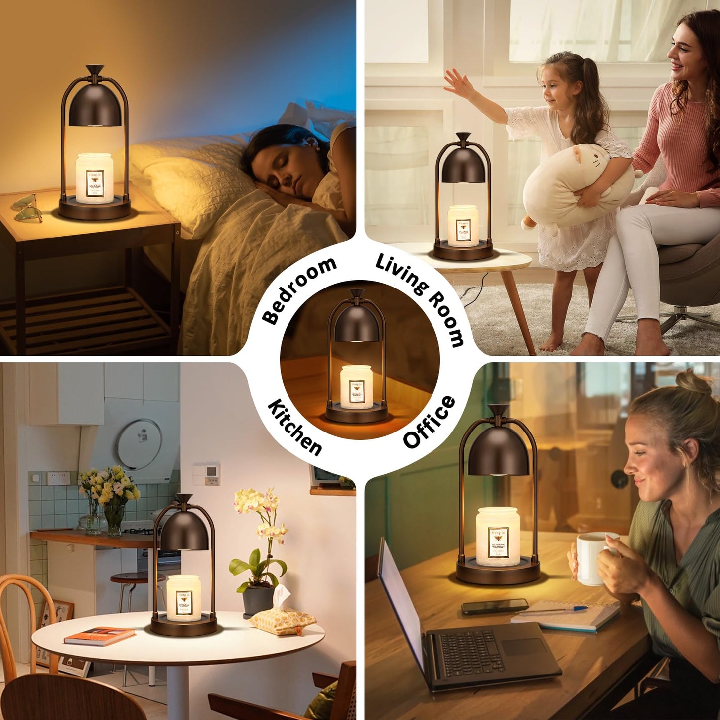 Brown Candle Warmer Lamp with Timer-Electric Candle Light for Bedroom Decor, Aromatherapy at Home | Gifts for Men | Home Gift Ideas