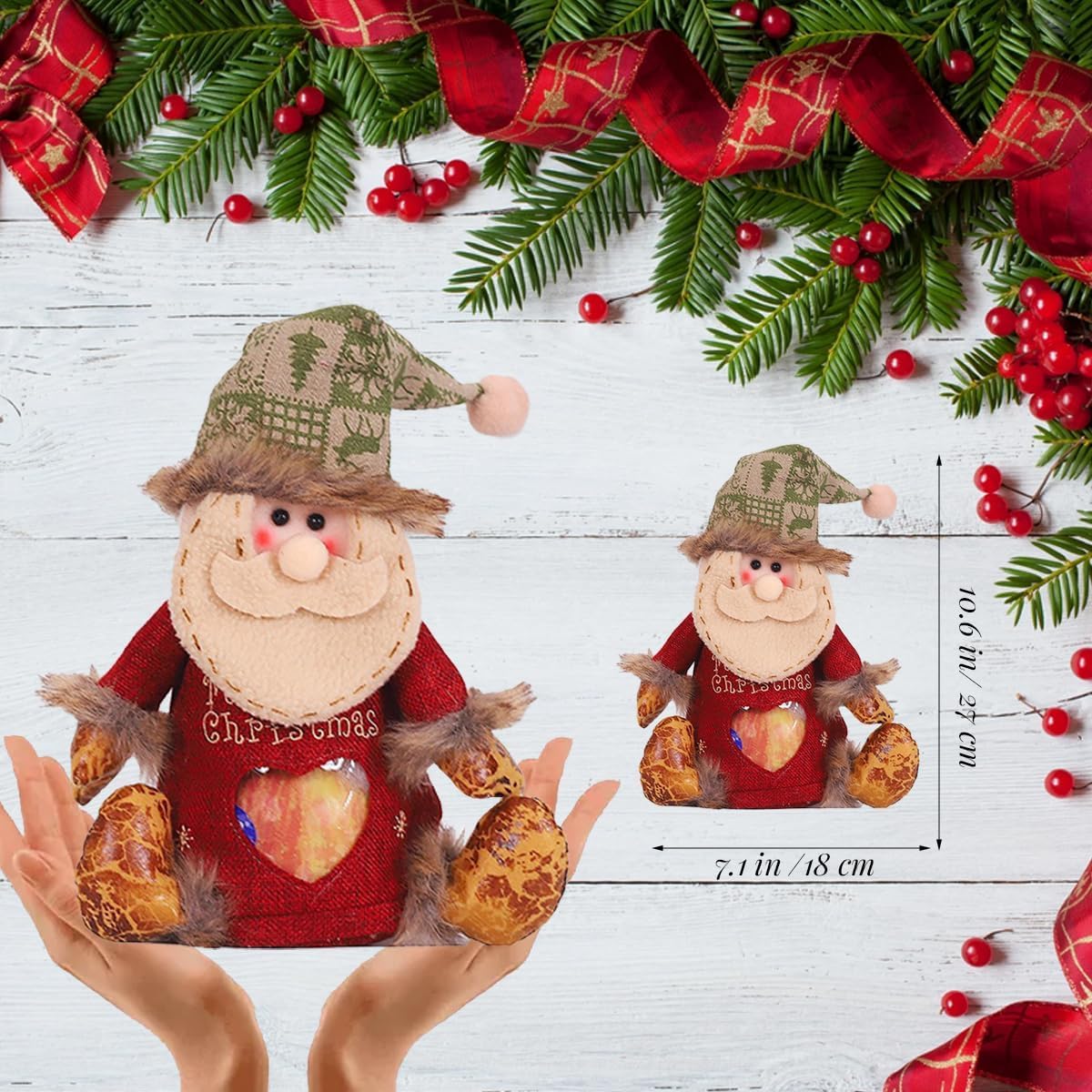 Penetratea/Penetrates/Frontaley Christmas Gift Bags Zipper Design, 2025 New Chritmas Eva Santa Snowman Snowflake Deer Shaped Apple Candy Bags, Large Space Zipper Design for Candy and Gift (6pcs-All)