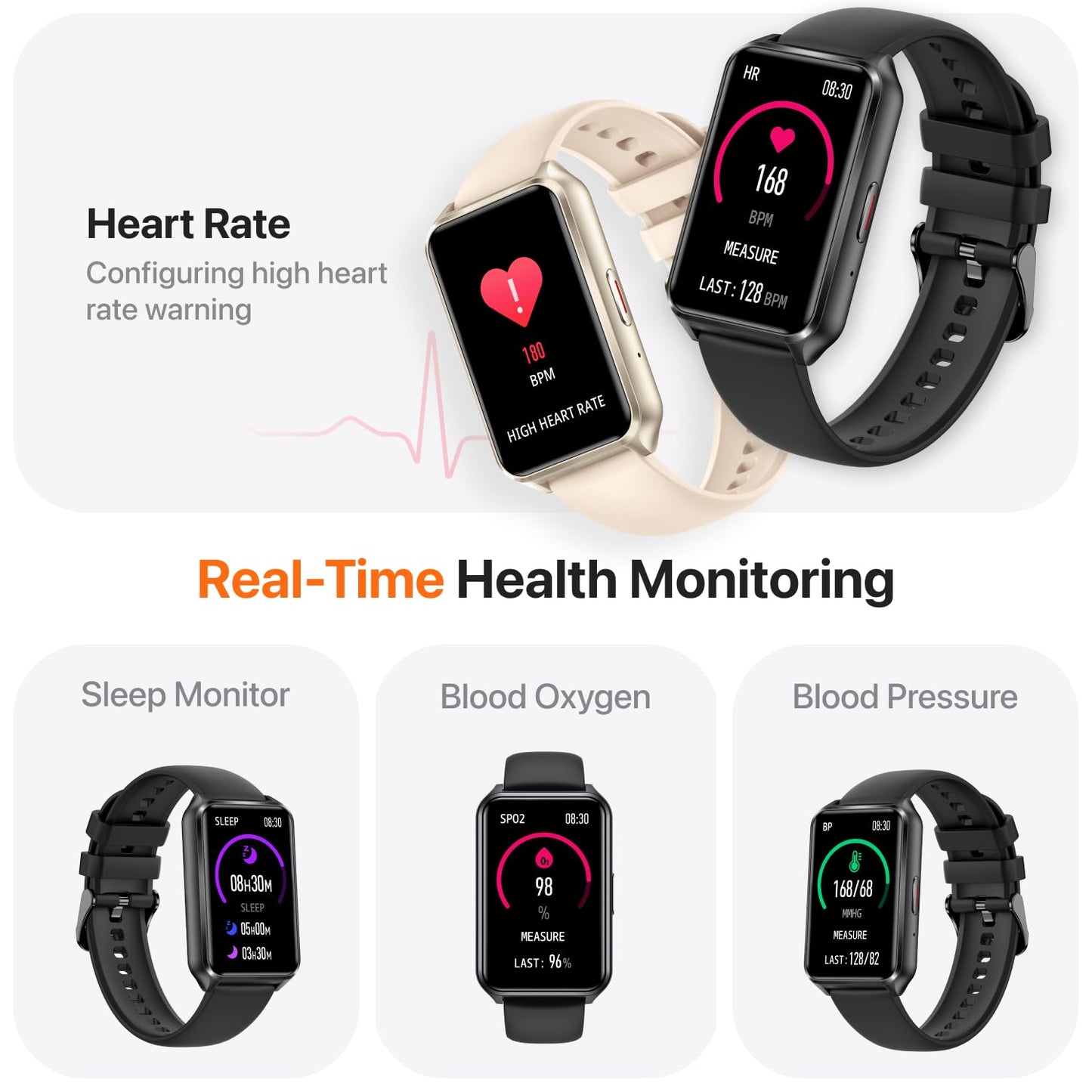 Smart Watch Fitness Tracker with Make Call 24/7 Heart Rate Blood Pressure Sleep Monitor, 100+ Sports Modes, Calorie Step Counter for Walking, IP68 Waterproof, Smart Watches for Women Men