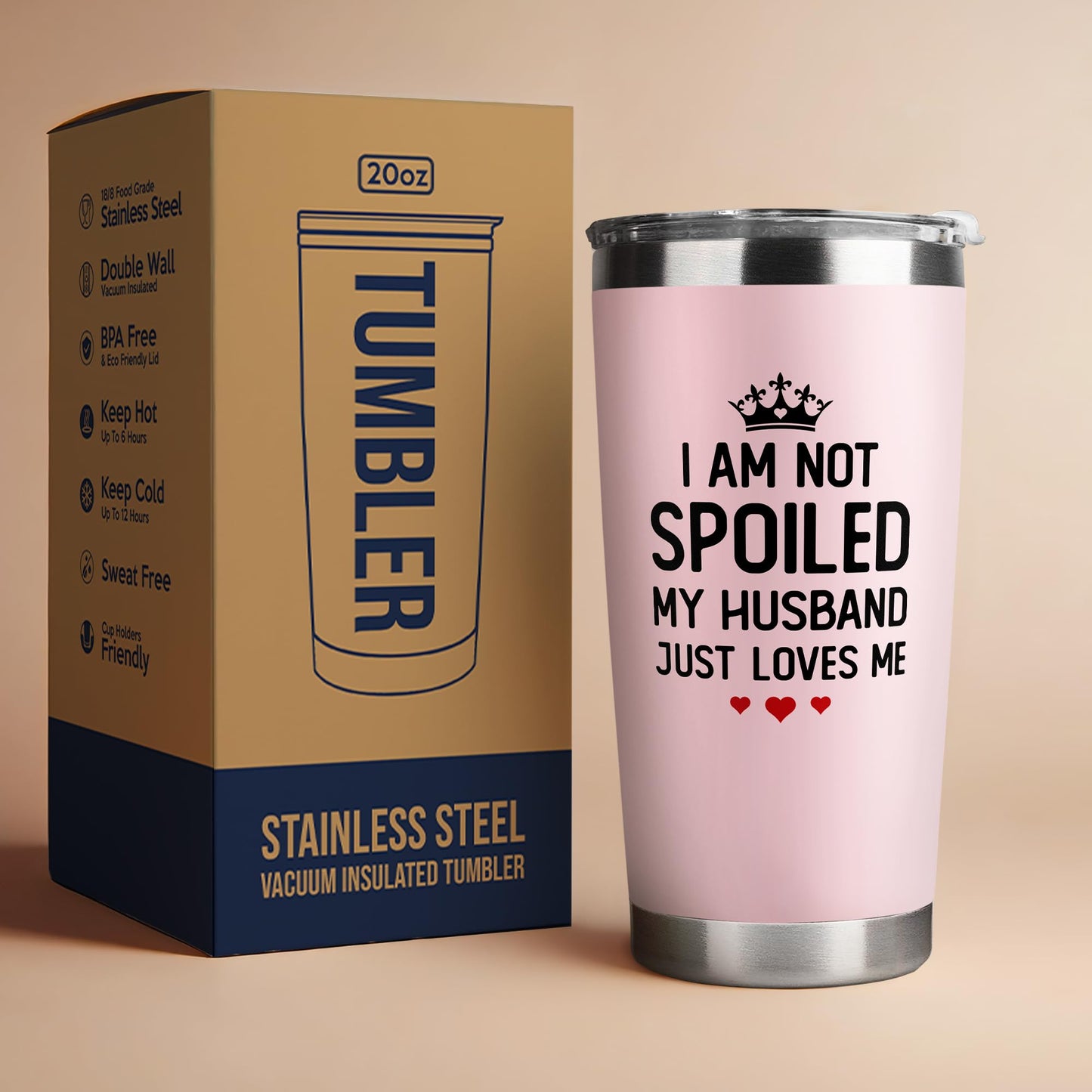 KatAndNat Gifts for Wife from Husband - Wife Gifts - Wedding Anniversary for Women, Birthday, Mothers Day, Christmas Gift for Her - Romantic Gift for Her - 20 Oz Pink Tumbler