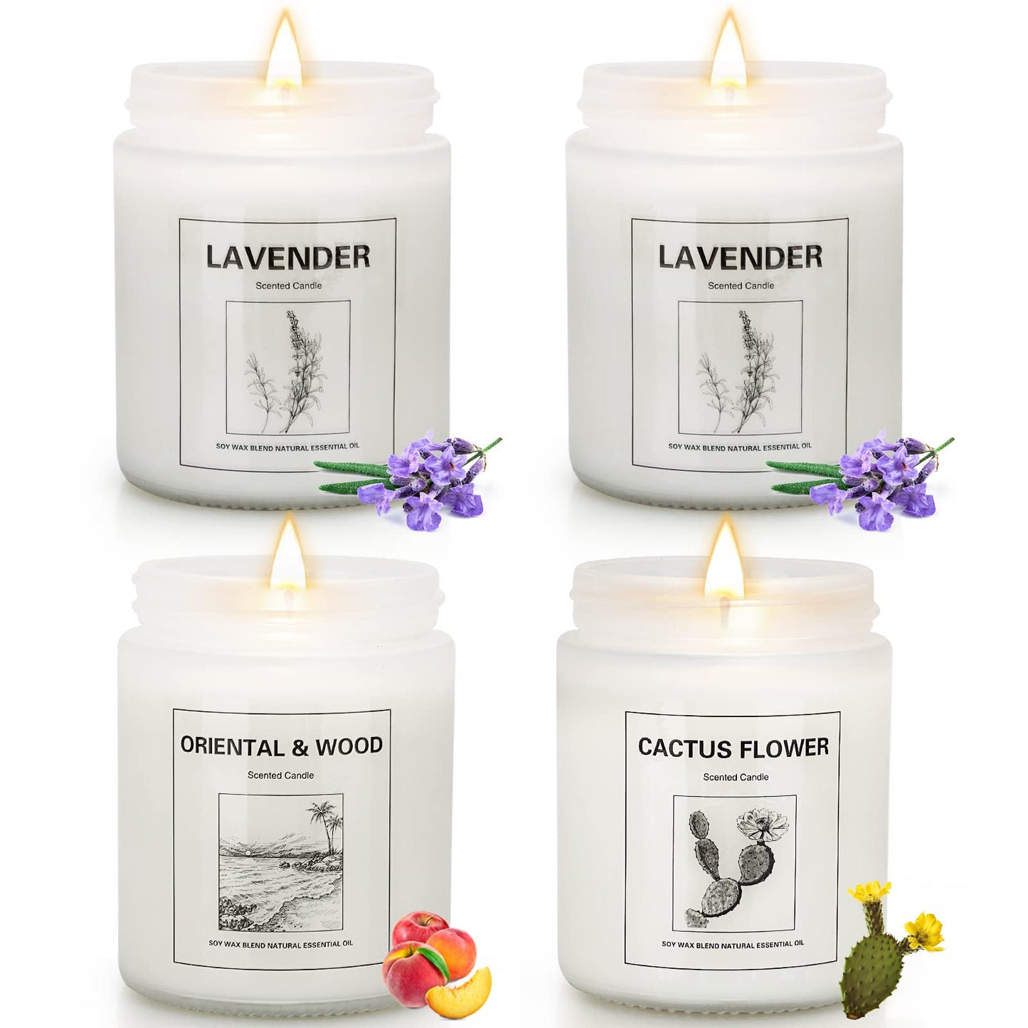 4 Pack Candles for Home Scented, Lavender Candle Set, Aromatherapy Jar Candle for Home, 28 oz 200 Hour Long Lasting, Natural Soy Wax Candles Gifts Set for Women, Birthday, Valentine, Anniversary