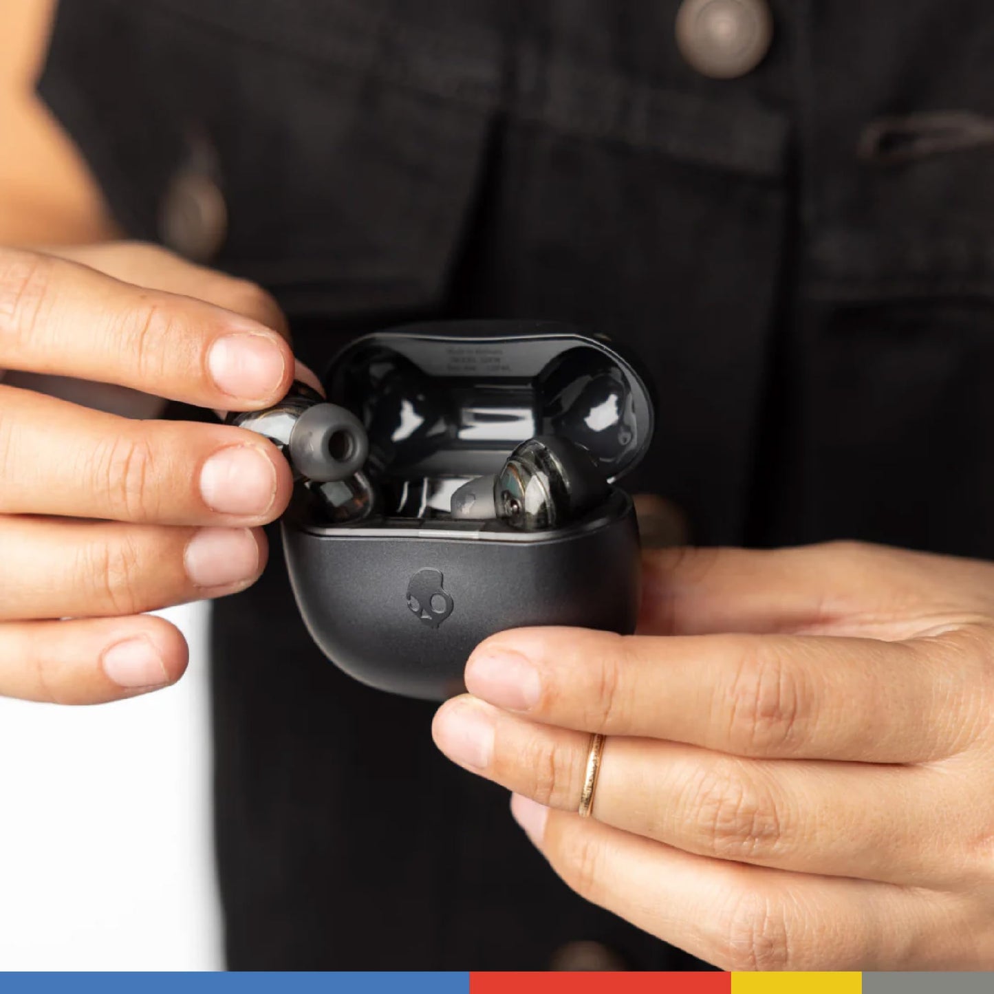 Skullcandy Rail ANC Wireless Earbuds, Bluetooth Headphones, Active Noise Cancelling, Up to 38 Hours Battery, Microphone for iPhone Android, Customizable via Skull-iQ App - True Black