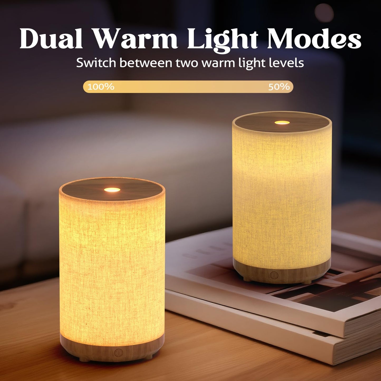 Essential Oil Diffuser with Fabric Cover, SNOWSEN 120ml Aromatherapy Diffuser with 8 LED Color Changing Lights & Night Lamp, Auto Off Function, Cool Mist Humidifier for Essential Oils for Home