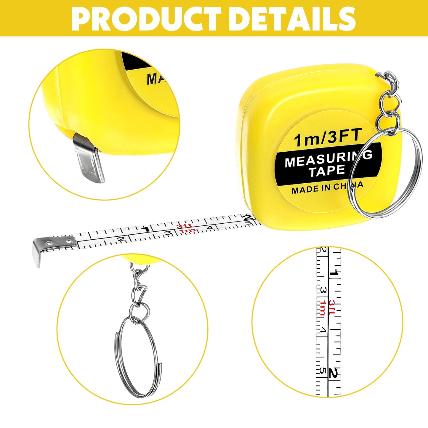 24 Pcs Tape Measure and Screwdriver Keychain Set, 1.5 Inch Functional Mini Tape Measures with Stable Slide Lock Construction Party Favors Measure for Birthday Party Favors Gift Bag Fillers 1m/ 3ft