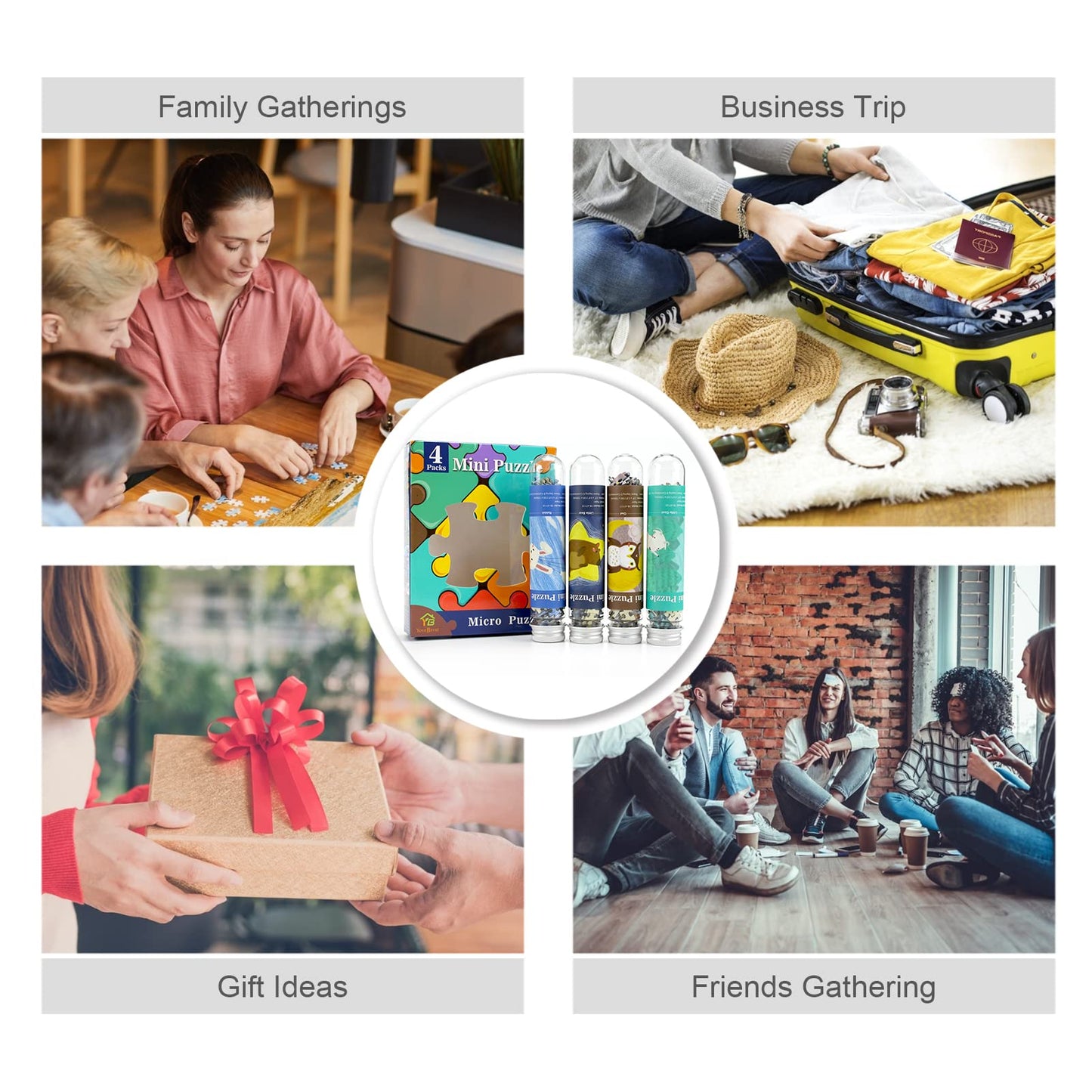 Mini Jigsaw Puzzles for Adults 150 Pieces(4 Packs) Small Jigsaw Puzzle Challenging Micro Puzzle Difficult Tiny Puzzle Home Decor Entertainment 6x4in (4 Pack-3)