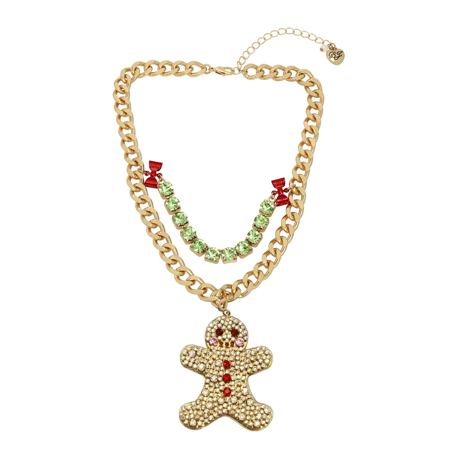 Betsey Johnson Womens Gingerbread Convertible Ornament Necklace