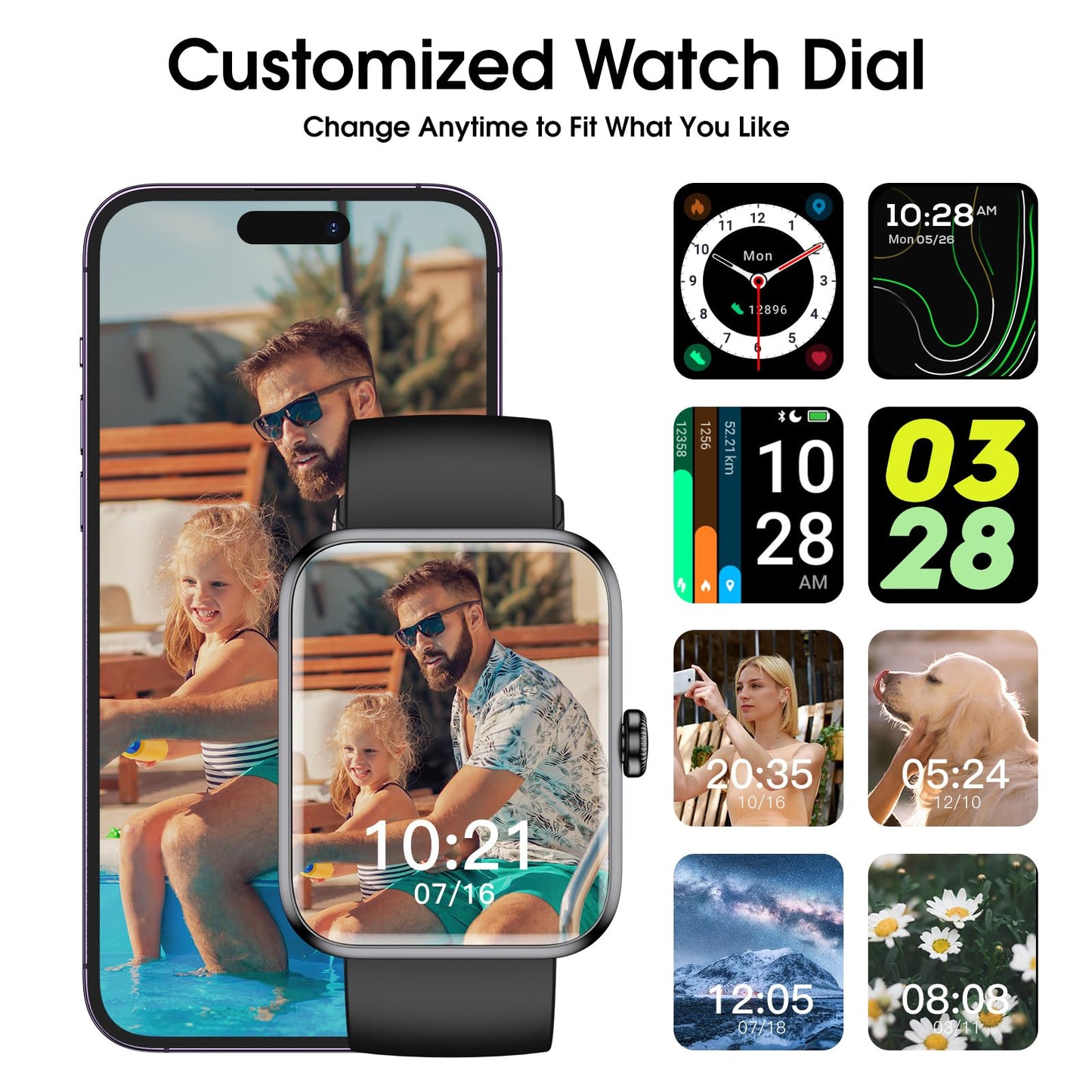 TYKOIT Smart Watch, Fitness Tracker with Heart Rate Monitor, Blood Oxygen, Sleep Tracker, 41mm Touchscreen Smartwatch for Android iOS Swimming Waterproof Pedometer Step Calories Tracker for Women Men