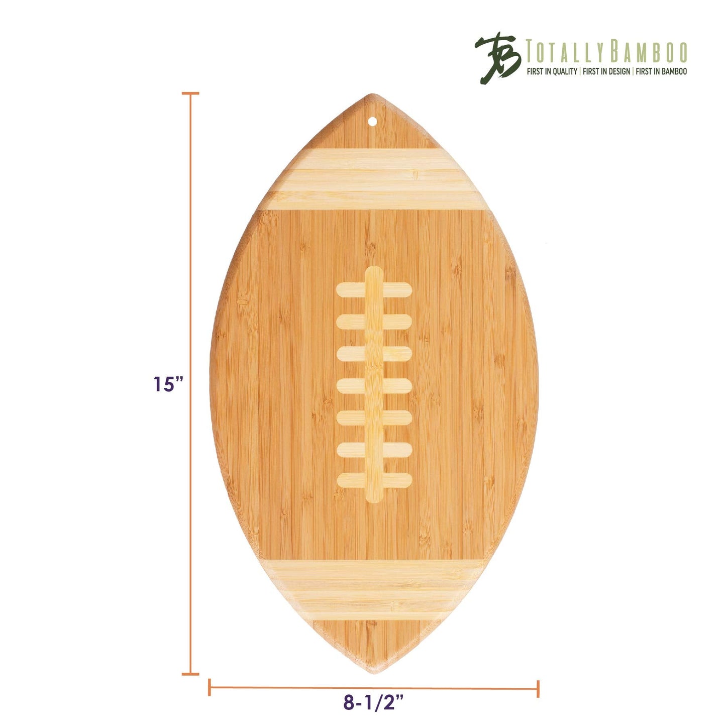 Totally Bamboo Football Shaped Bamboo Wood Cutting Board and Charcuterie Board, Great Gift for Football Fans