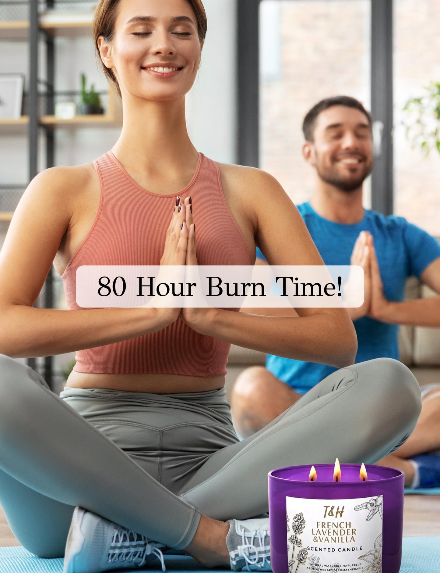 Lavender Vanilla Aromatherapy Candle 3 Wick | Scented Candles for Home | 15.8 oz Large Soy Candle | Relaxing Candles with Long Lasting Fragrance | Decorative Candle Gift for Women