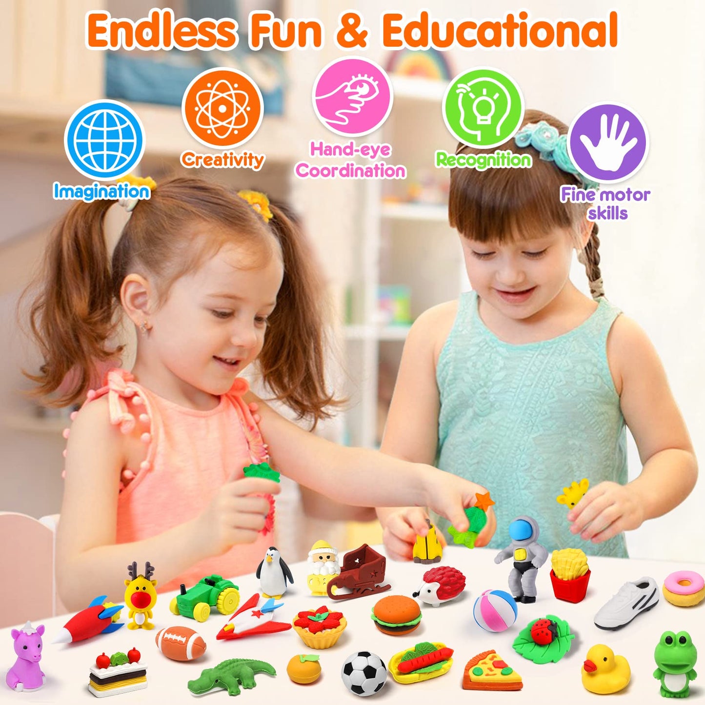 Palmatte 140PCS Mini Animal Erasers Bulk Kids Prizes Treasure Box Toys Classroom Rewards Teacher Must Haves Desk Pets Back to School Supplies Random Eraser Party Favors Kids Toys Gifts Pinata Stuffers