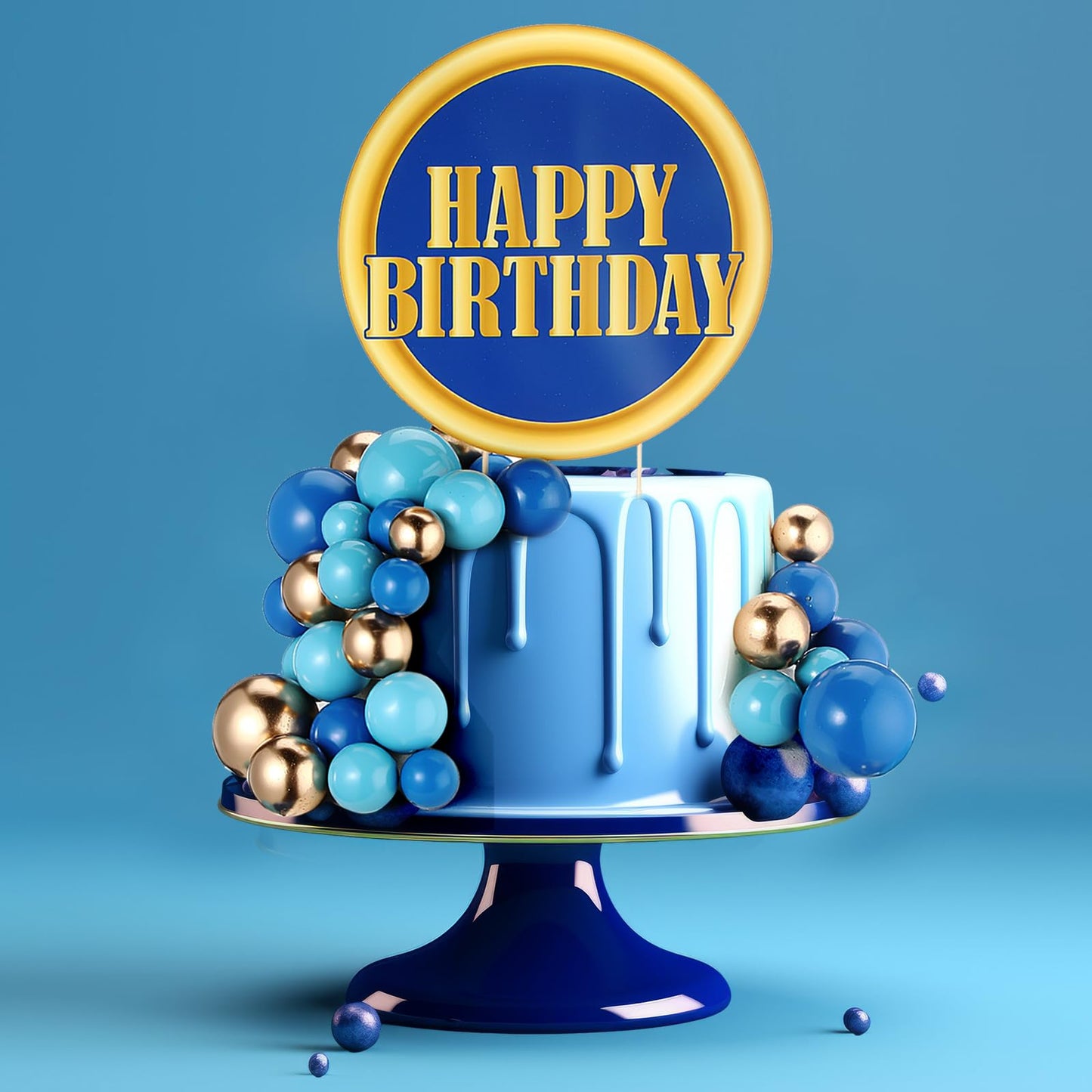 Chunful 66 Pcs Hedgehog Theme Cake Topper Happy Birthday Cake Decorations Blue Gold Balls for Baby Shower Cartoon Birthday Party Supplies