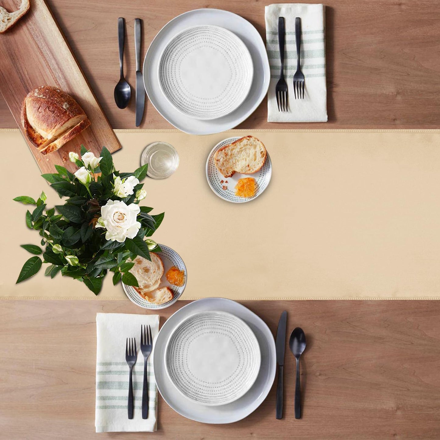 JEVIX 10 Pack Satin Table Runner 12 X 108 Inch Silk Table Runner for Party,Wedding, Birthday, Banquets,Decoration(Champagne)