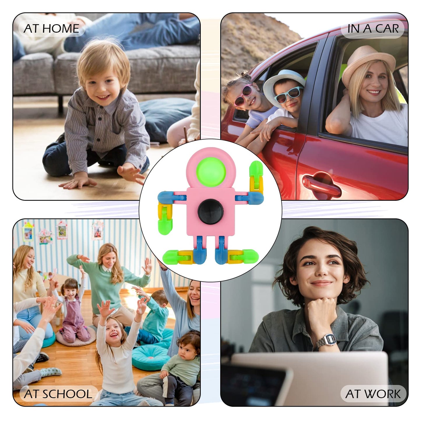 SoulLife 24 Pack DIY Popper Chain Fidget Spinners, Stress Relief Anxiety Reduction Fidget Toys Bulk, Birthday Return Gift Party Favors Classroom Prizes Student Gifts Basket Stocking Stuffers for Kids