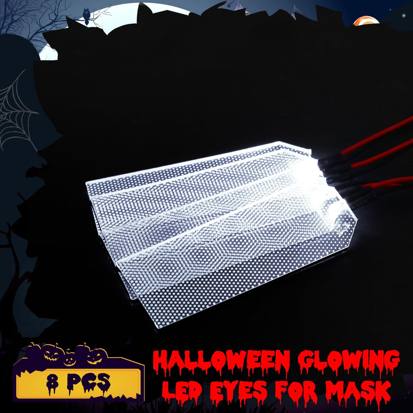 Retisee 8 Pcs Flexible Helmet LED Lights Halloween LED Eyes for Mask Skull White Interior Lights Decorations for Cosplay DIY Mask Eyes with Switch On/off for Halloween Men Gifts