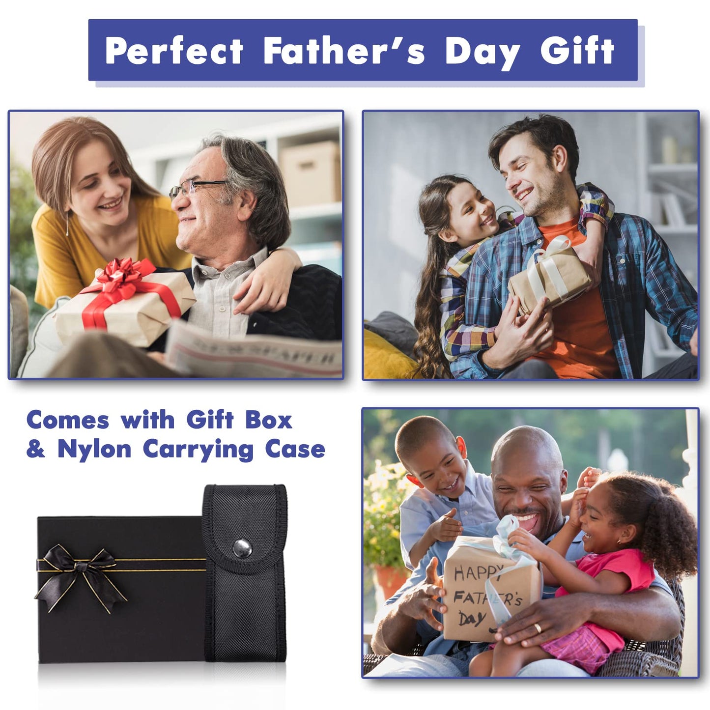 Father's Day Gifts for Men from Daughter Son Wife, Hammer Multitool Cool Gadgets Multi Tool with Gift Box Carrying Case Birthday Stocking Stuffers for Husband Him(Black)