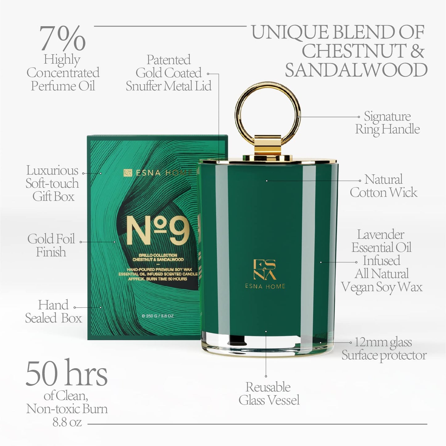 Luxury Christmas Scented Candles | Aromatherapy Natural Soy 8.8oz | 50 Hours Long Burning | Lavender & Sandalwood Essential Oils | Xmas Stress Relief Home Candles | Holiday Housewarming Gift