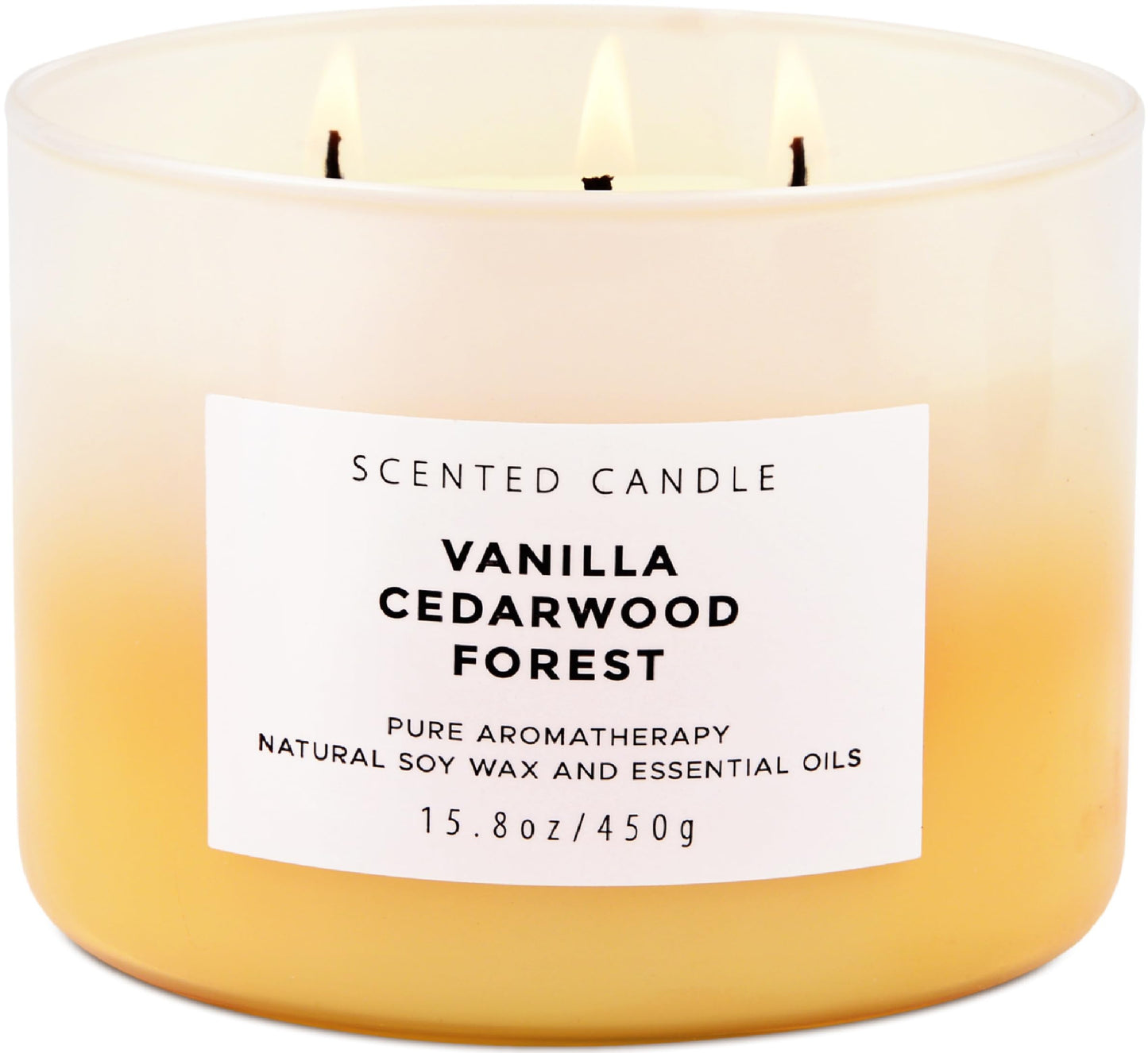 Vanilla Cedarwood Forest 3 Wick Scented Candle | Large Soy Candles for Stress Relief 15.8 oz | Relaxing Aromatherapy Candle for Men & Women | Fresh Cozy Scent Long Lasting Candles for Home Clean Burn