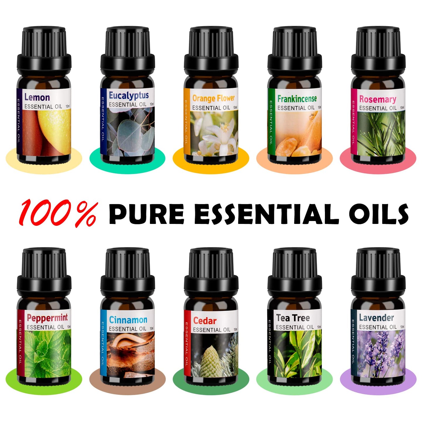 HLS Aroma Diffusers for Essential Oils Large Room with 10 Essential Oils,Ultrasonic Aromatherapy Diffuser for Home Bedroom, Cool Mist Humidifier Vaporizer