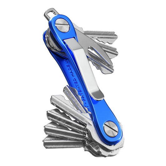 KeySmart Rugged - Multitool Key Holder for Keychain w/Bottle Opener and Pocket Clip, Key Organizer for Key Chain, EDC Keychains, Key Ring for Car Fobs Key Chains, Expandable (Up to 14 Keys, Blue)