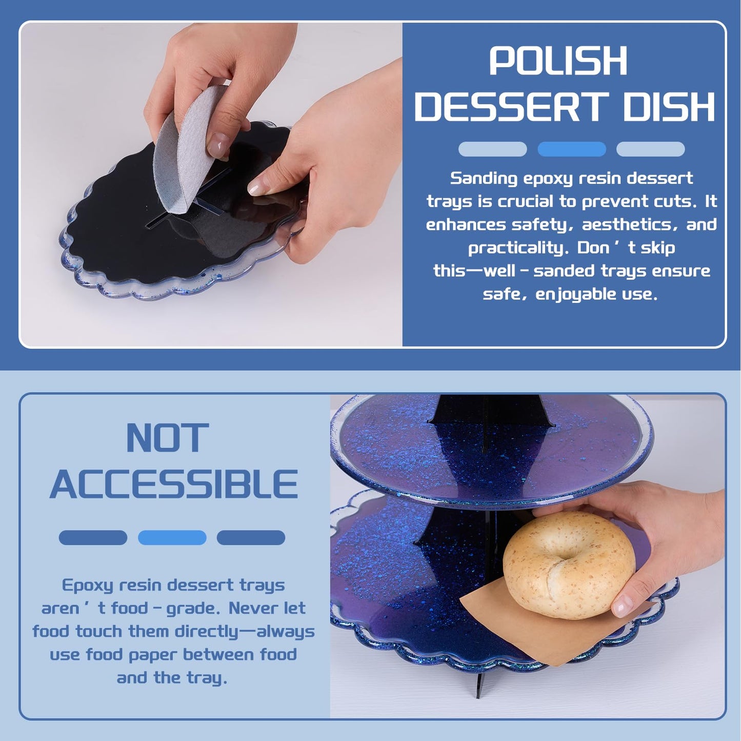 3 Tier Cake Stand Epoxy Resin Silicone Molds 5Pcs Set Tiered Round Stand for Cupcakes, Fruits, Dessert or Tea Dessert Tower Tray for Party and Wedding