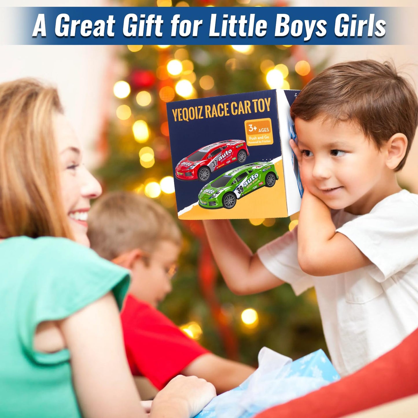 Race Toy Cars for Toddler Boys Girls 7 Inch Friction Powered Trucks for Kids Ages 3 4 5 6 7 8 Years Old Stocking Stuffers for Kids - 6Pack