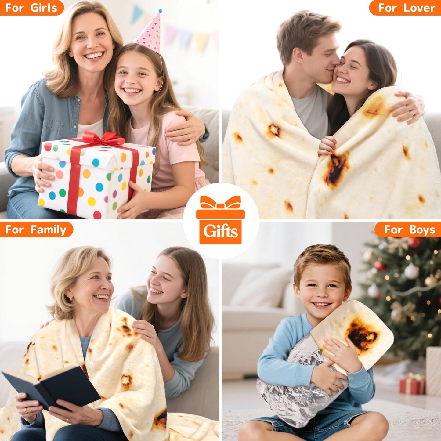 CASOFU Burritos Tortilla Throw Blanket, White Elephant Gift for Adults Teens Kid Men Women, 285 GSM Soft Flannel Realistic Taco Food Blanket Funny Birthday Gag Gift for Boy and Girl(Beige, 71 inches)