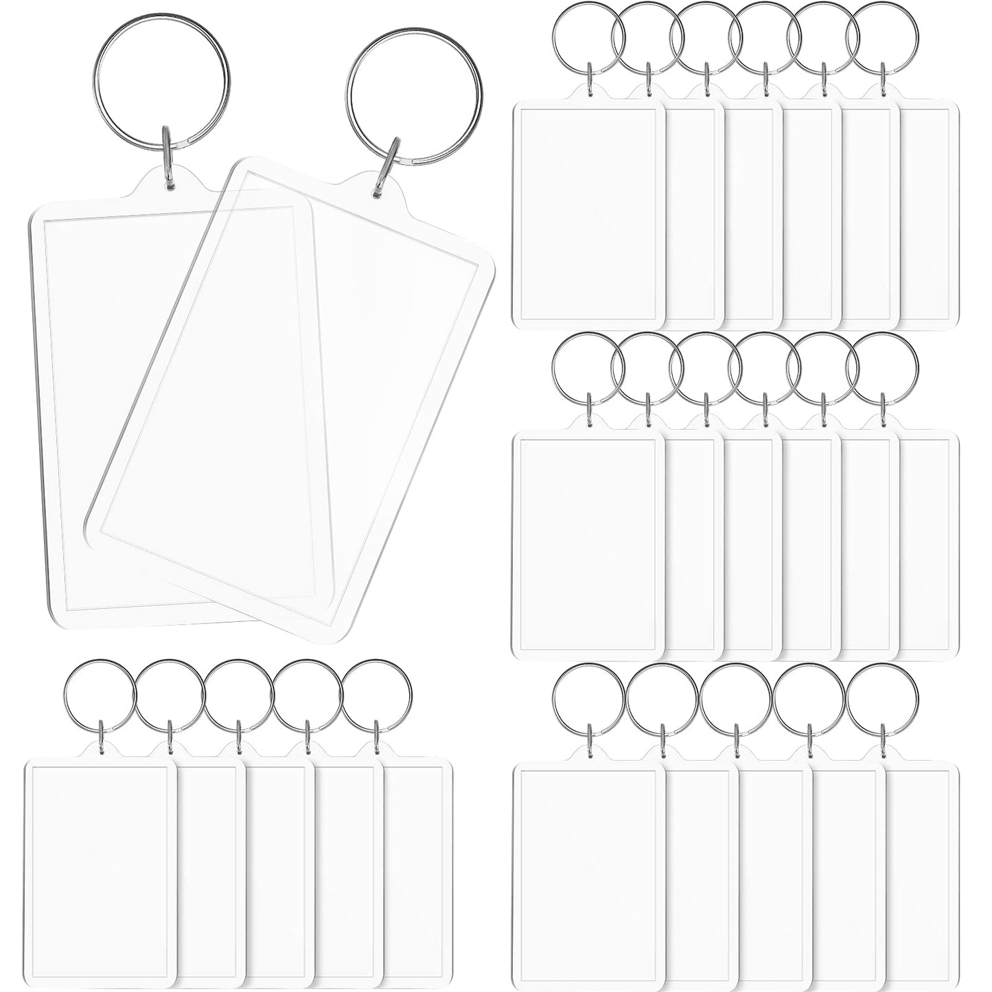 Inbagi 24 pieces Picture Photo Frame Keychain Clear Rectangle Acrylic Keychain Blanks 2 x 3inch