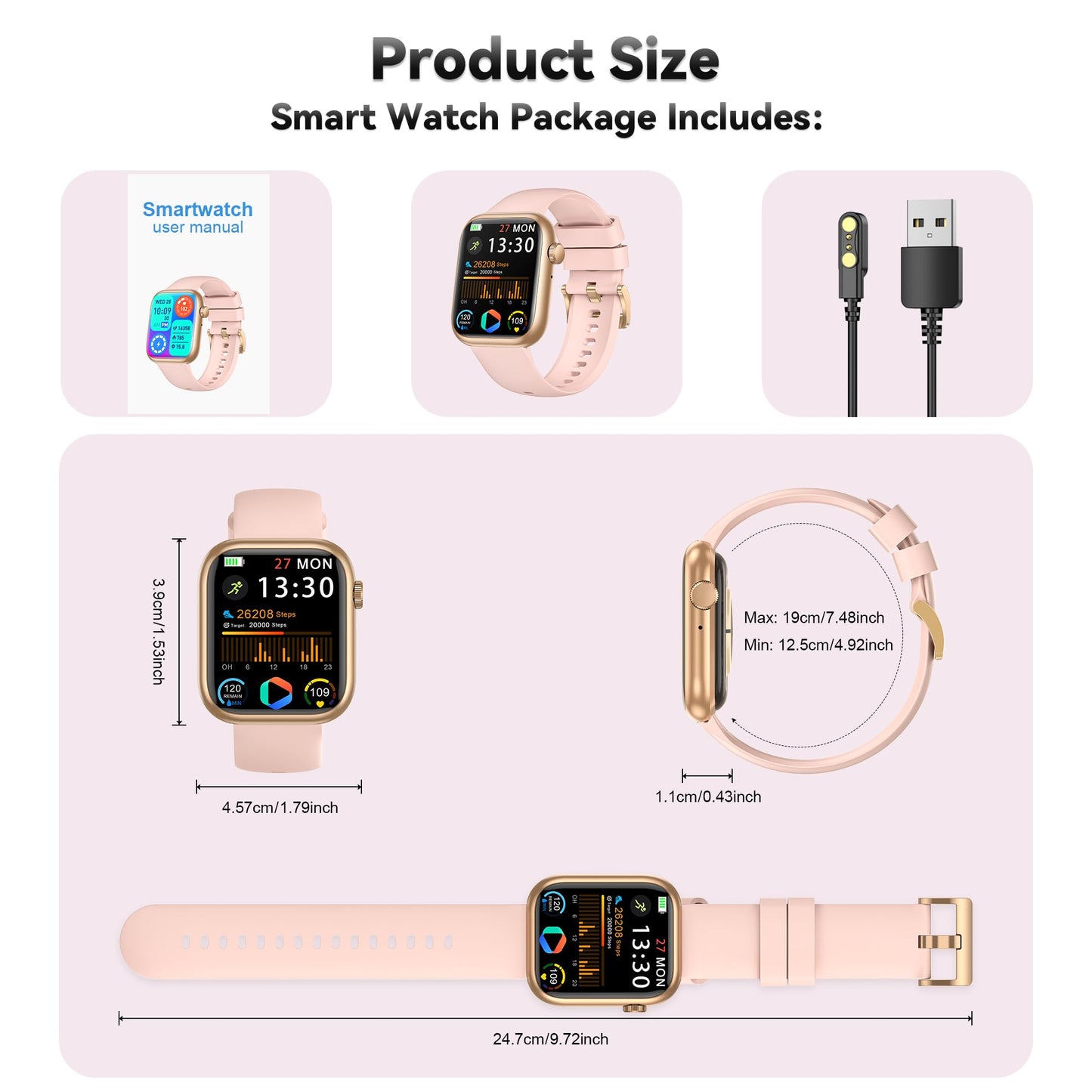 Smart Watch for Men Women, 1.83" Fitness Watch (Answer/Make Call), Smartwatch with Heart Rate/Blood Pressure, Sleep Tracker, Pedometer, 120+ Sport Modes,IP68 Waterproof Fitness Tracker for Android IOS