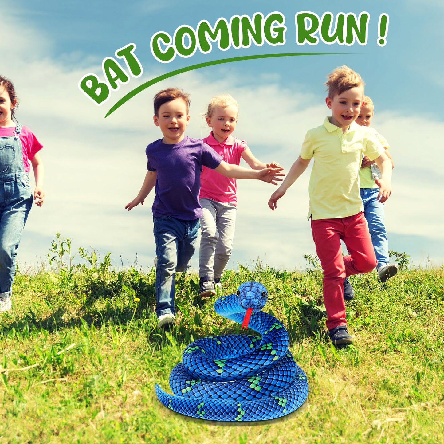 Hiboom Giant Snake Plush 71 Inch Large Stuffed Animal Realistic Stuffed Lifelike Snake Toy Gifts for Birthday Party Decoration Halloween Carnival Prank Props (Teal)