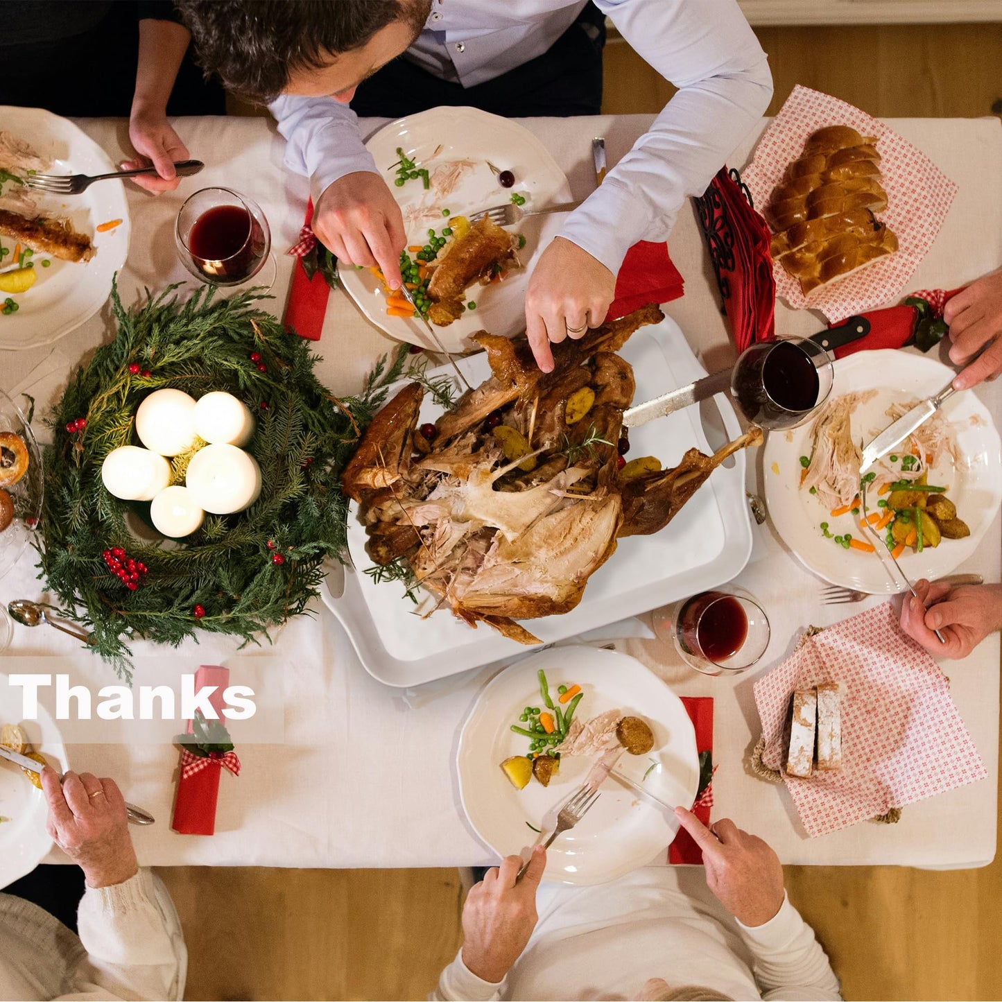 ECOIOU Extra Large Serving Tray with Handles, 20x13 inch, Set of 2 Melamine Platters for Serving Food, Turkey, Cookie, Rectangular Trays for Eating, Raised Dots Matt Finished, Dishwasher Safe, White