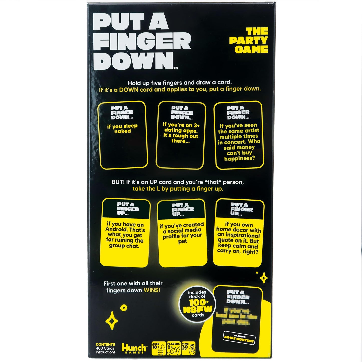 PUT A FINGER DOWN - The Viral Party Game That Will Have Everyone Talking - Funny Adult Card Game & Icebreaker Ideas, Game Nights, & Big or Small Groups, 400 Cards for 2+ Players