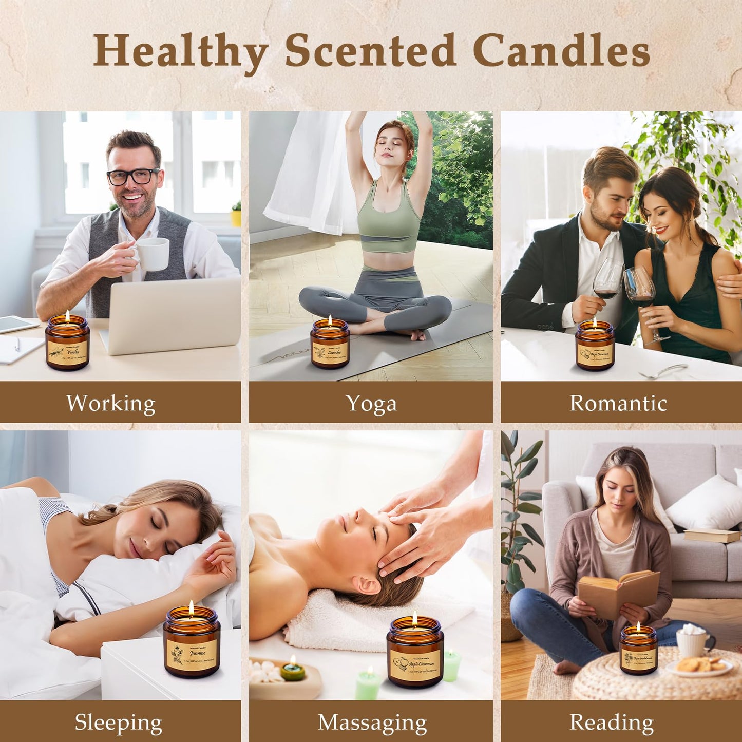 6 Pack Candles for Home Scented, Aromatherapy Jar Candles Gift Set for Women, Long Lasting Burn Soy Wax Candle, Scented Candle Gift Set for Birthday Easter Mother's Day