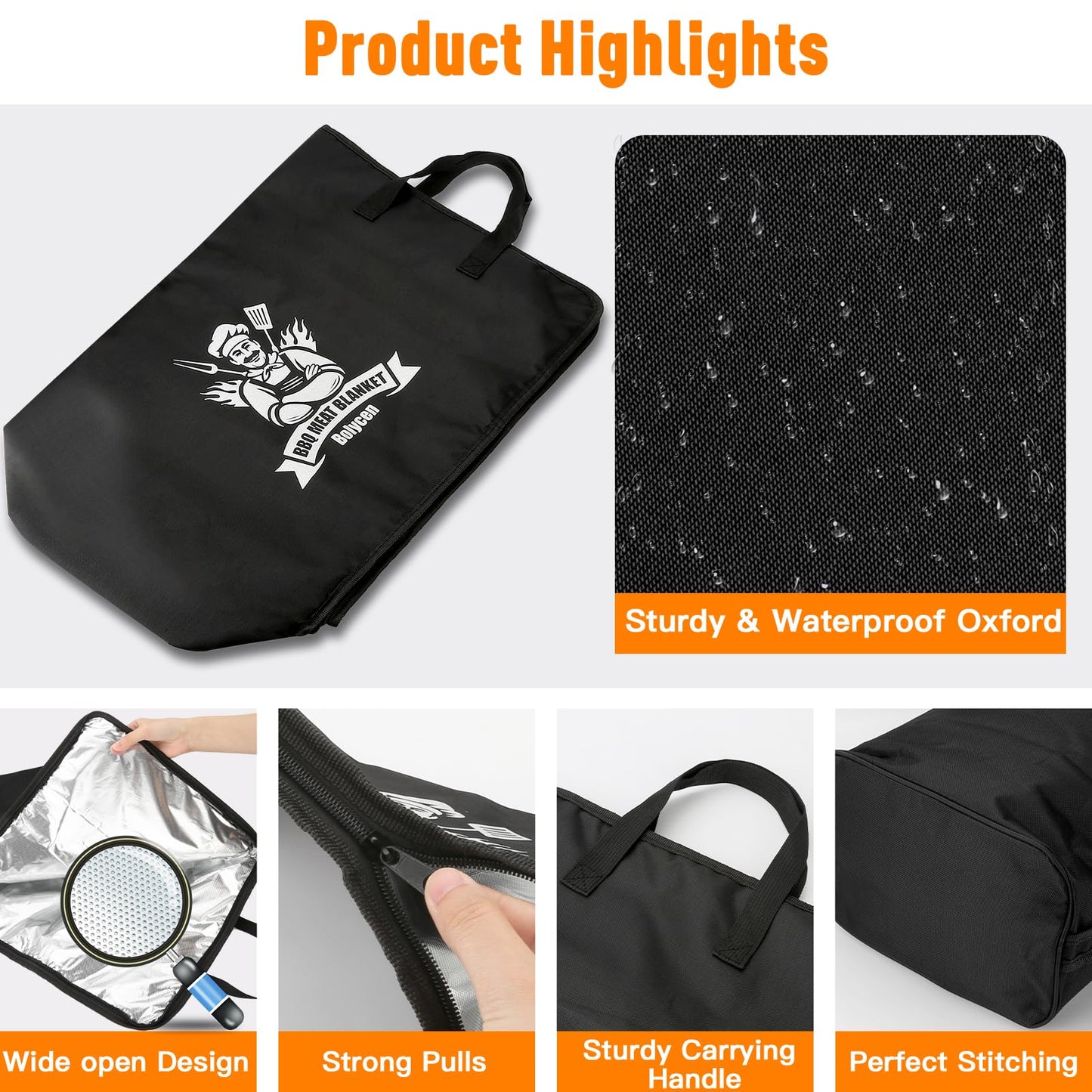 Upgraded BBQ Blanket for Resting Meat,Smoker Accessories Brisket Blanket, Insulated Meat Resting Bag with Wide Mouth for Steaks/Pork Shoulders/Turkeys, BBQ Accessories Grilling Gifts for Men (21inch)