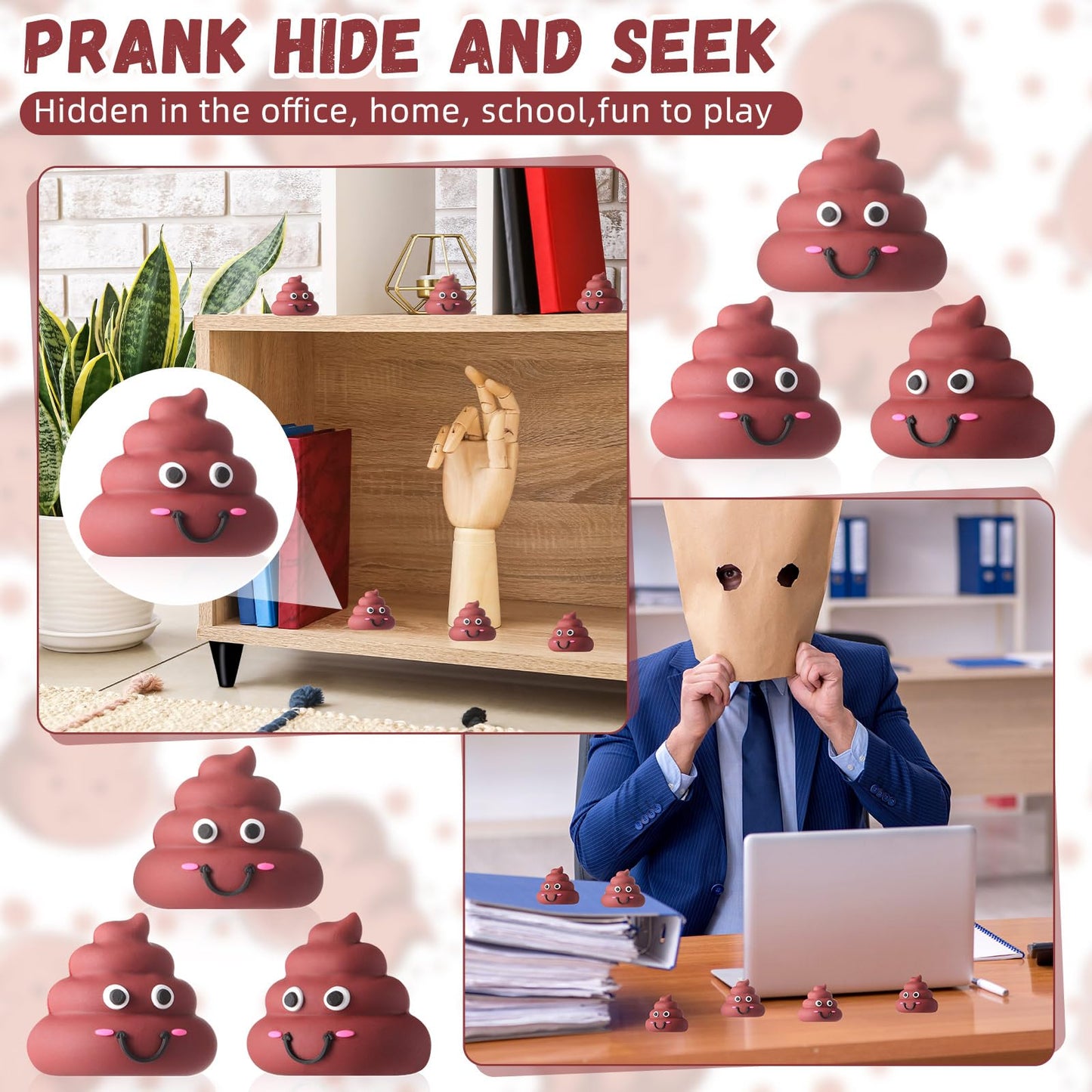 WinnerWhy 100 Pcs Mini Poop Figures Small Poop Figurines Poo Toys Fake Poop Classic Brown Poop Rubber Poop for Prank Hide Seek Goodie Bags Piñata Stuffers Party Supplies Gifts Easter Egg Fillers