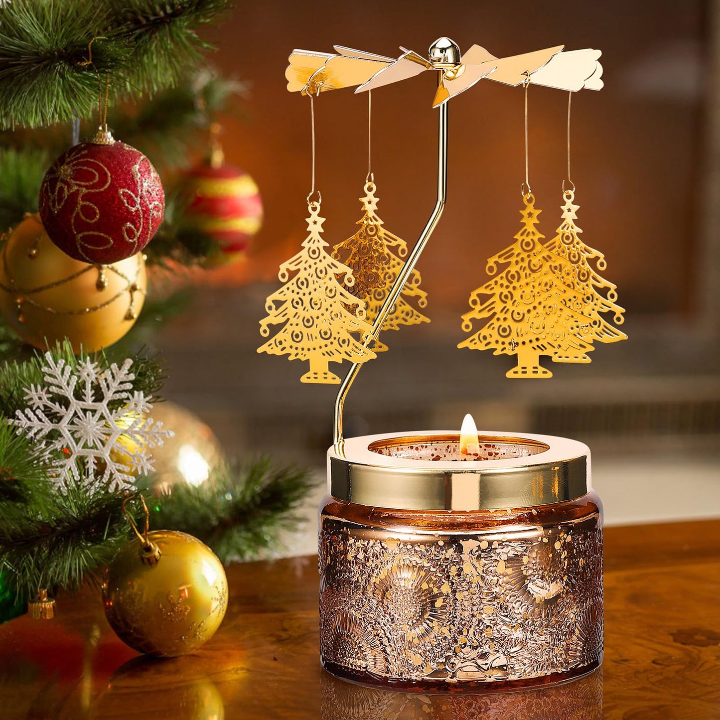 Christmas Gifts for Women, Candle Gifts for Mom Daughter Sister Wife, Unique Gift for Friend Women Rotatable Scented Candles Gift for Anniversary (Christmas Tree)