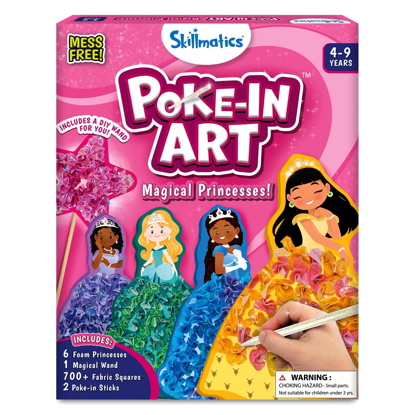 Skillmatics Poke-in Art - Magical Princesses, Mess-Free Fun for Kids, DIY Wood Craft Kits, Creative Activity, Gifts for Girls & Boys Ages 4, 5, 6, 7, 8, 9