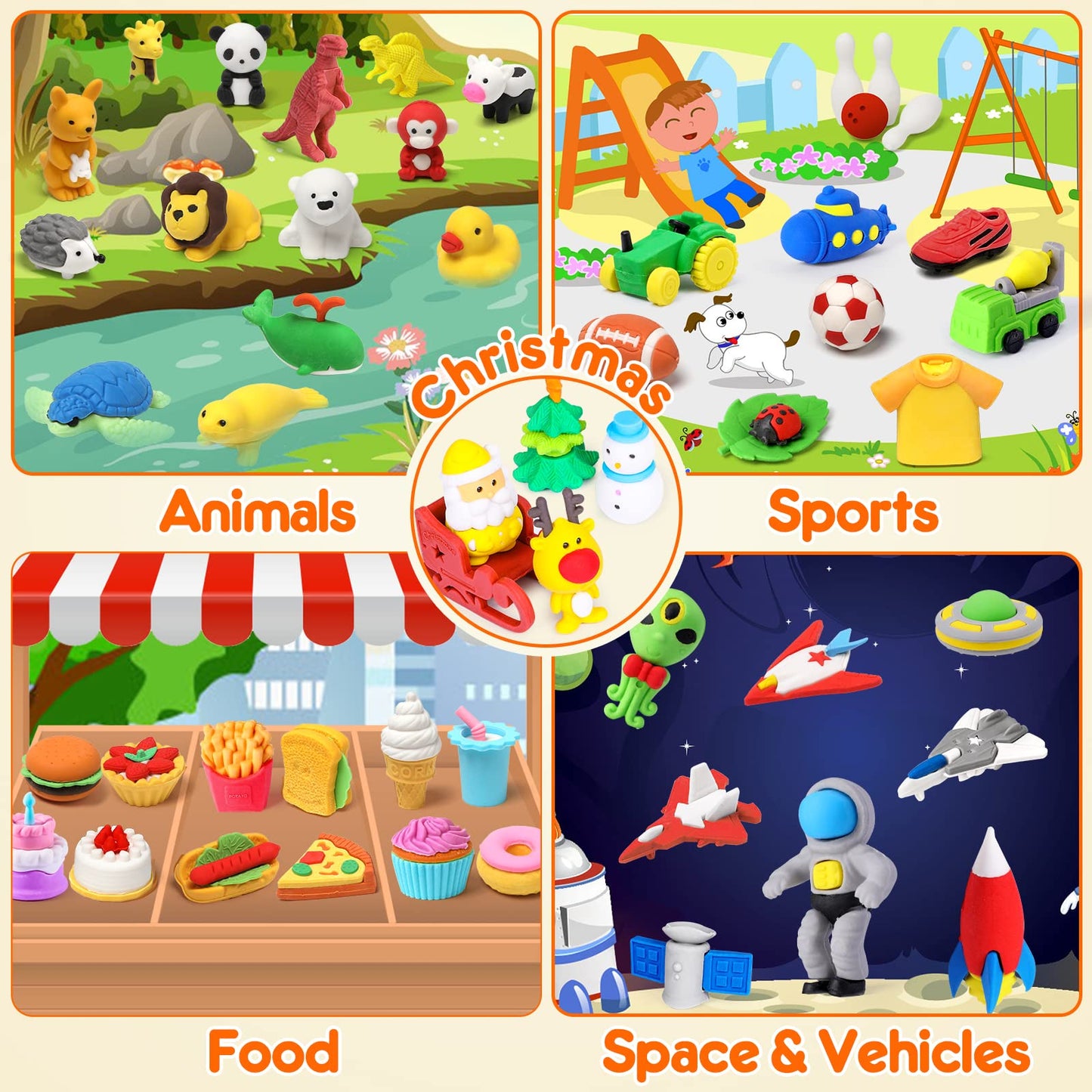 Palmatte 140PCS Mini Animal Erasers Bulk Kids Prizes Treasure Box Toys Classroom Rewards Teacher Must Haves Desk Pets Back to School Supplies Random Eraser Party Favors Kids Toys Gifts Pinata Stuffers