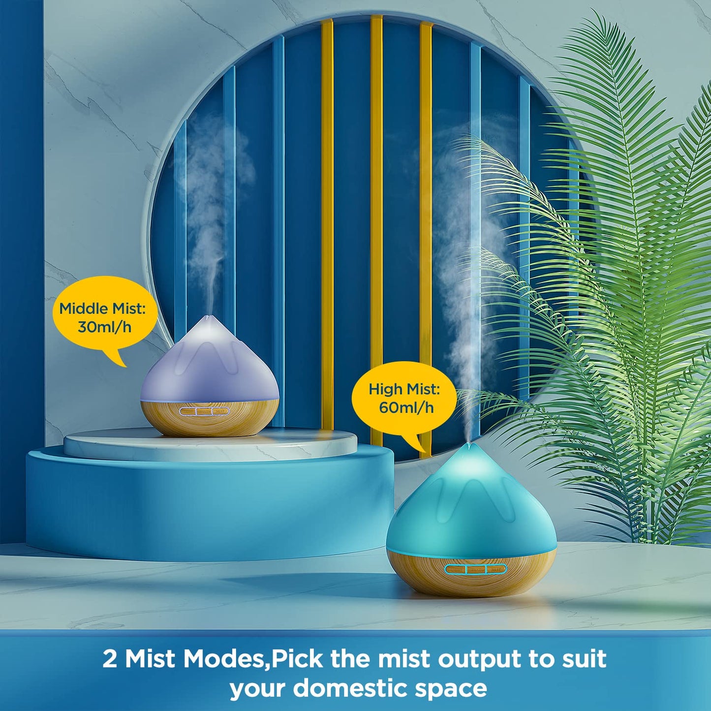 Aroma Diffuser with Essential Oils Set, 500 ML Essential Oil Diffuser with Remote Control, Humidifier with 14 Color Lights for Large Room, 4 Timer Setting, Auto Shut-Off