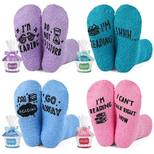 Geyoga Dog Mom Fuzzy Socks Christmas Funny Gifts Socks Stocking Stuffers for Book Dog Bake Lover